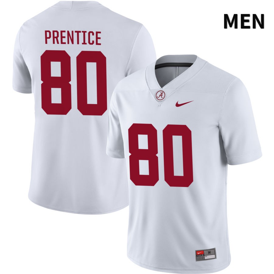 Alabama Crimson Tide Men's Kobe Prentice #80 NIL White 2022 NCAA Authentic Stitched College Football Jersey HH16N03AF